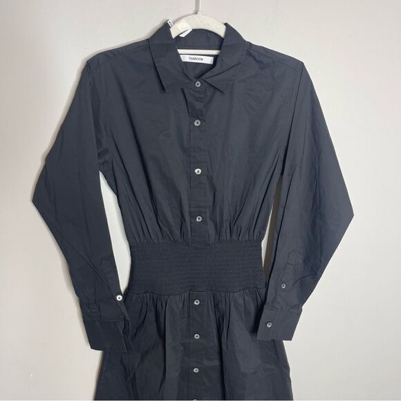 black $250 Thakoon Smocked Waist Maxi Dress With Ladder Trim In BLACK - Picture 5 of 10